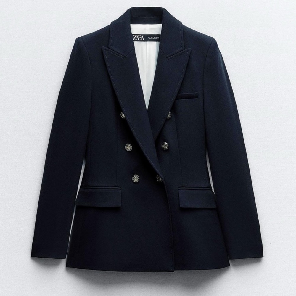 Zara Navy Double Breast Tailored Blazer NWT size XL New with Tags💥